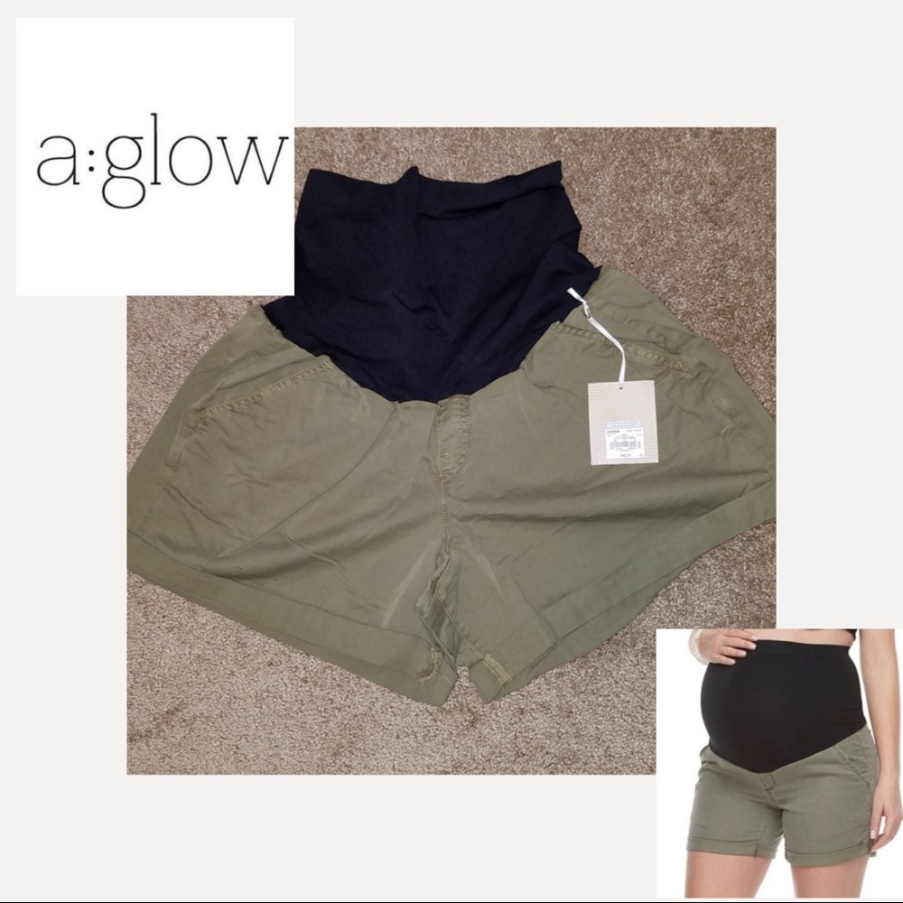 maternity a:glow shorts olive green size 16/18